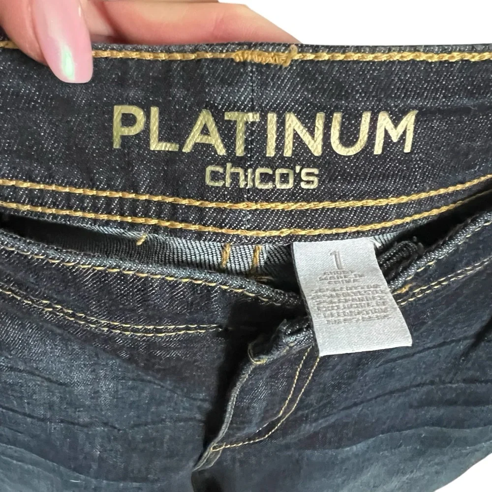 Chico's Platinum Dark Indigo Straight Leg Jeans C202 - Picture 5 of 6